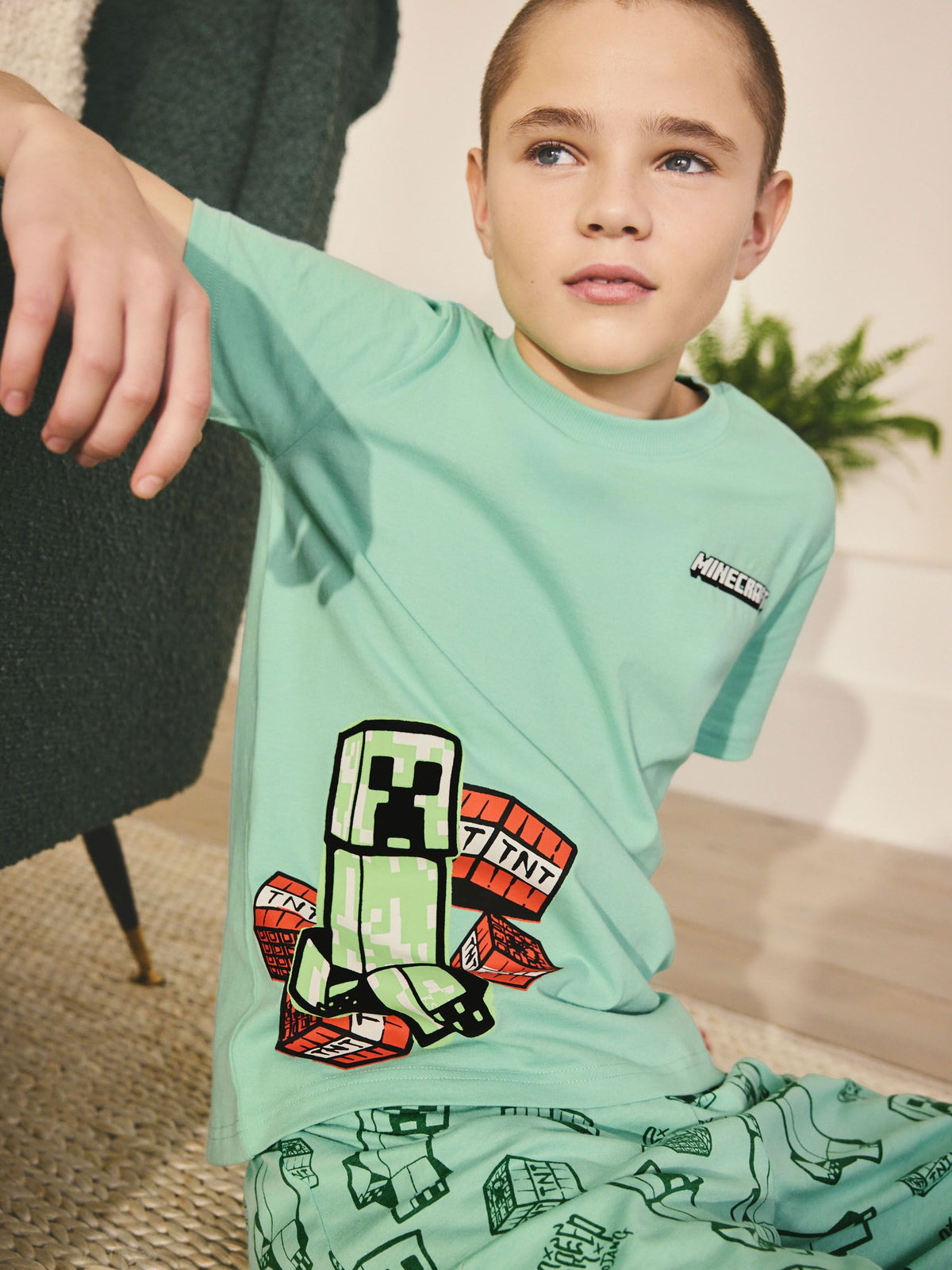 Green/Blue Minecraft Short Pyjamas 2 Pack (5-14yrs)