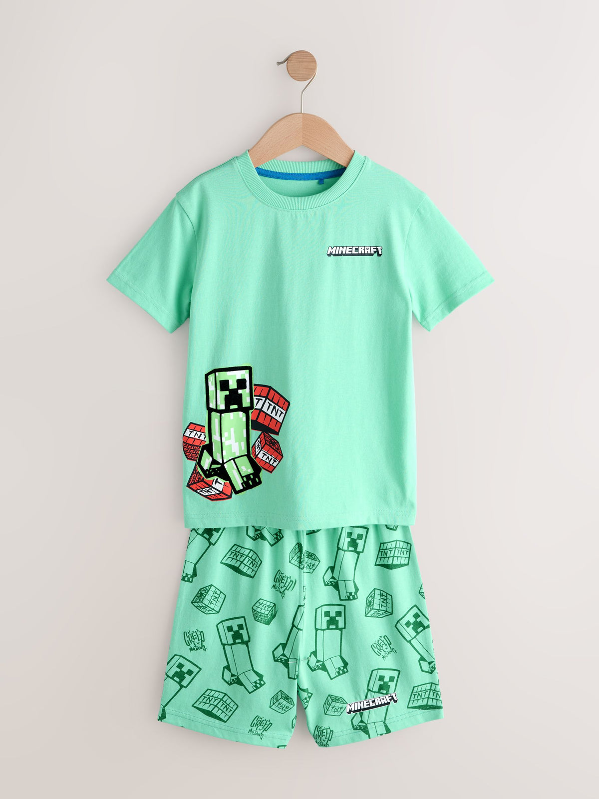 Green/Blue Minecraft Short Pyjamas 2 Pack (5-14yrs)