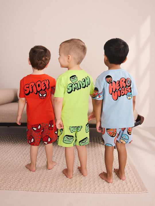 Red/Blue/Green Marvel Short Pyjamas 3 Pack (12mths-11yrs)
