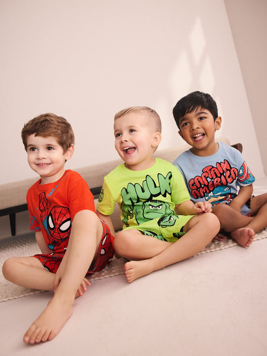 Red/Blue/Green Marvel Short Pyjamas 3 Pack (12mths-11yrs)