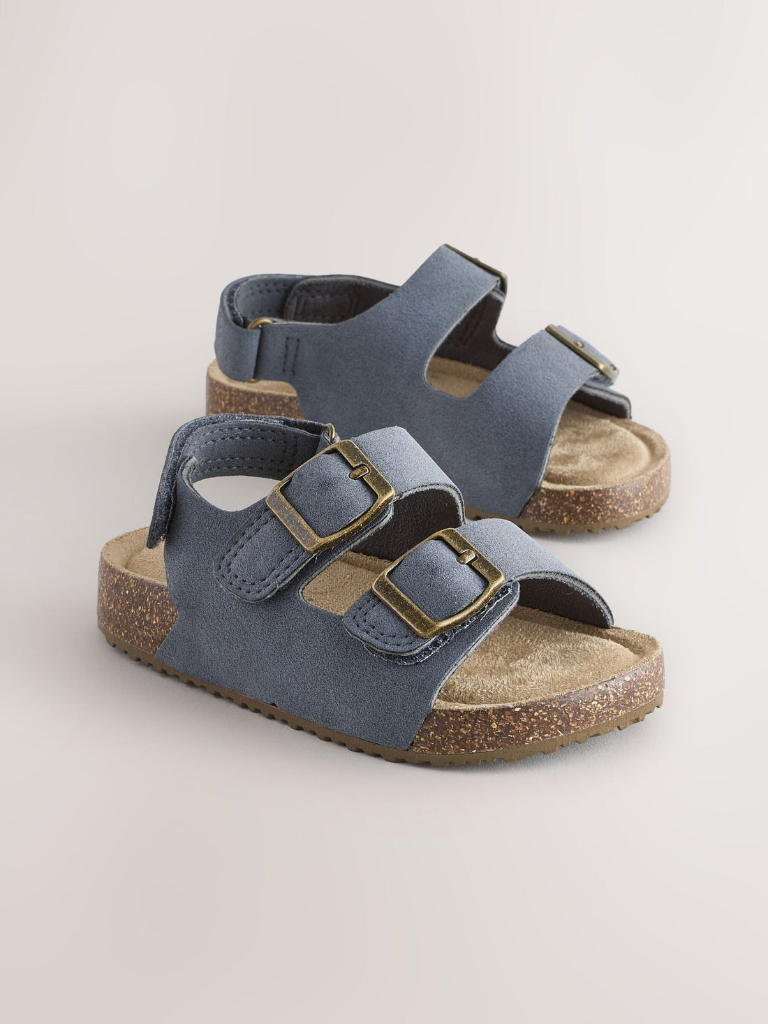 Navy Standard Fit (F) Double Buckle Cushioned Footbed Sandals