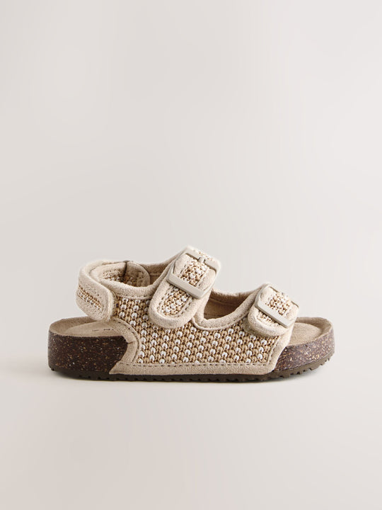 Neutral Standard Fit (F) Double Buckle Cushioned Footbed Sandals