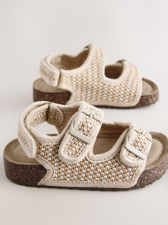 Neutral Standard Fit (F) Double Buckle Cushioned Footbed Sandals
