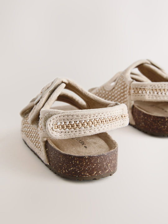 Neutral Standard Fit (F) Double Buckle Cushioned Footbed Sandals