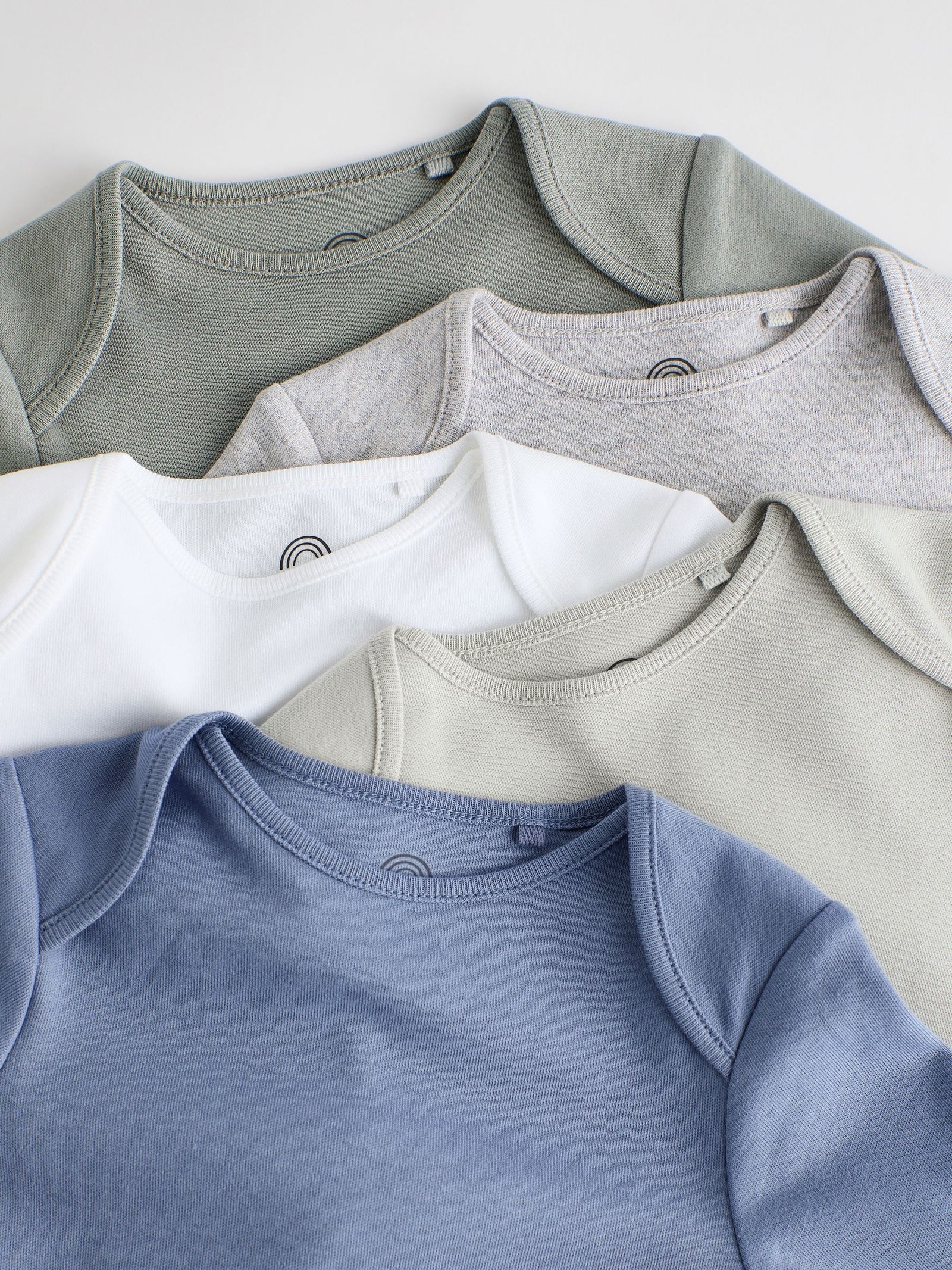 Grey/White Long Sleeve Bodysuits 5 Pack