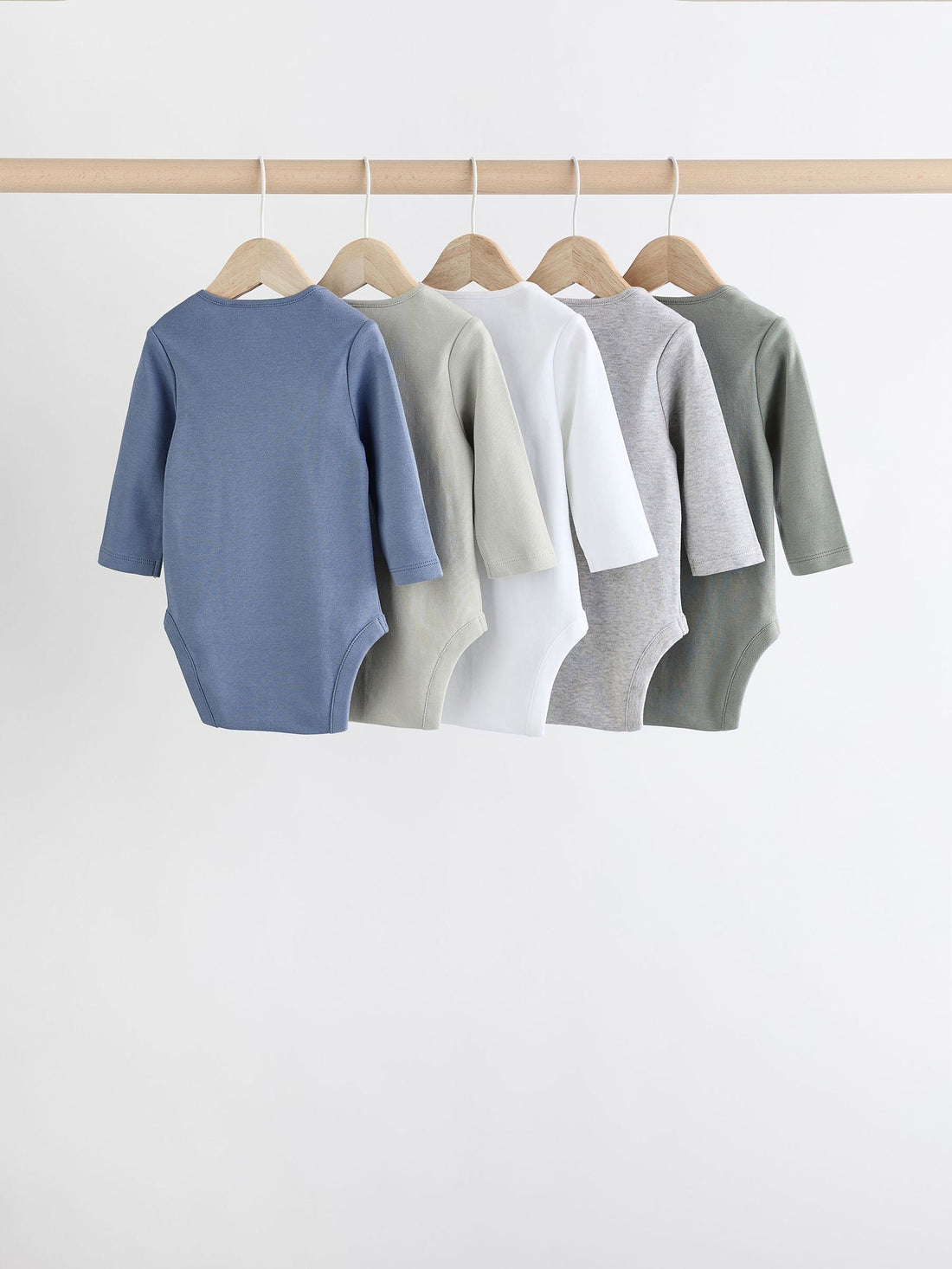 Grey/White Long Sleeve Bodysuits 5 Pack