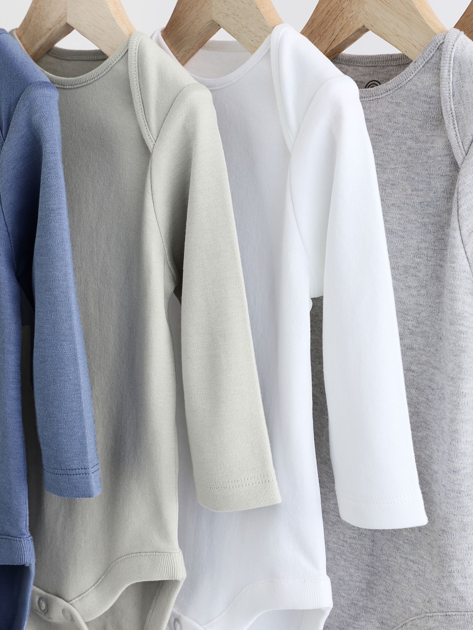 Grey/White Long Sleeve Bodysuits 5 Pack