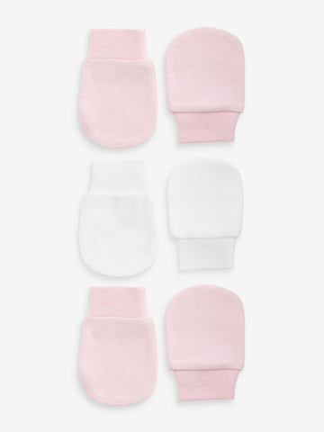 Pink 3 Pack Baby Scratch Mitts