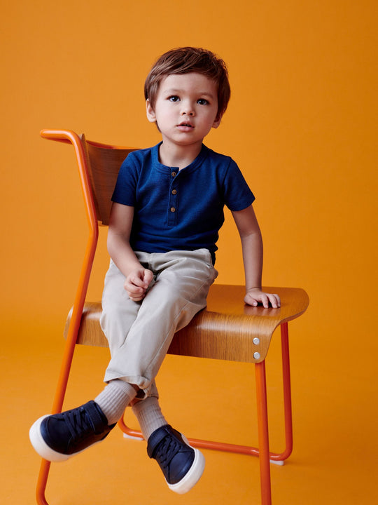 Blue Short Sleeve Henley Neck T-Shirt (3mths-7yrs)