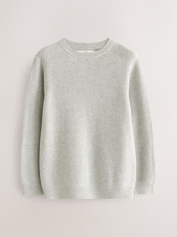 Grey Without Stag Cotton Crew Neck Knitted Jumper (3-16yrs)