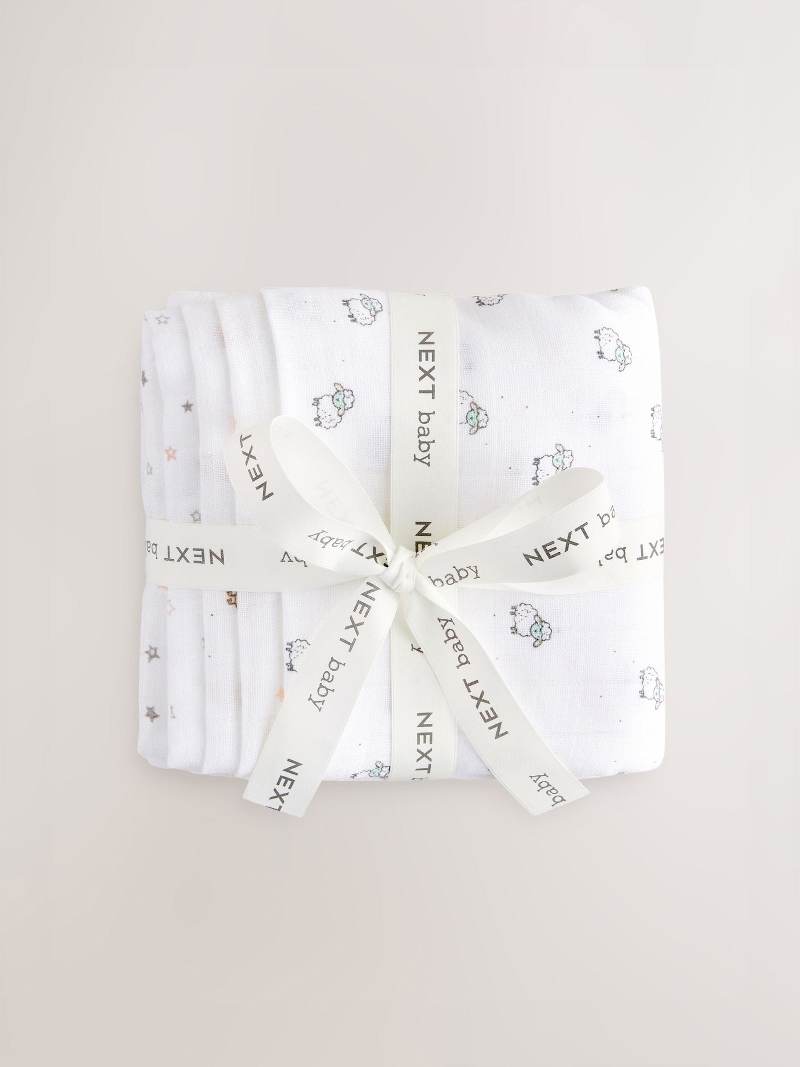 White Delicate Animal Baby Muslins Cloths 4 Pack