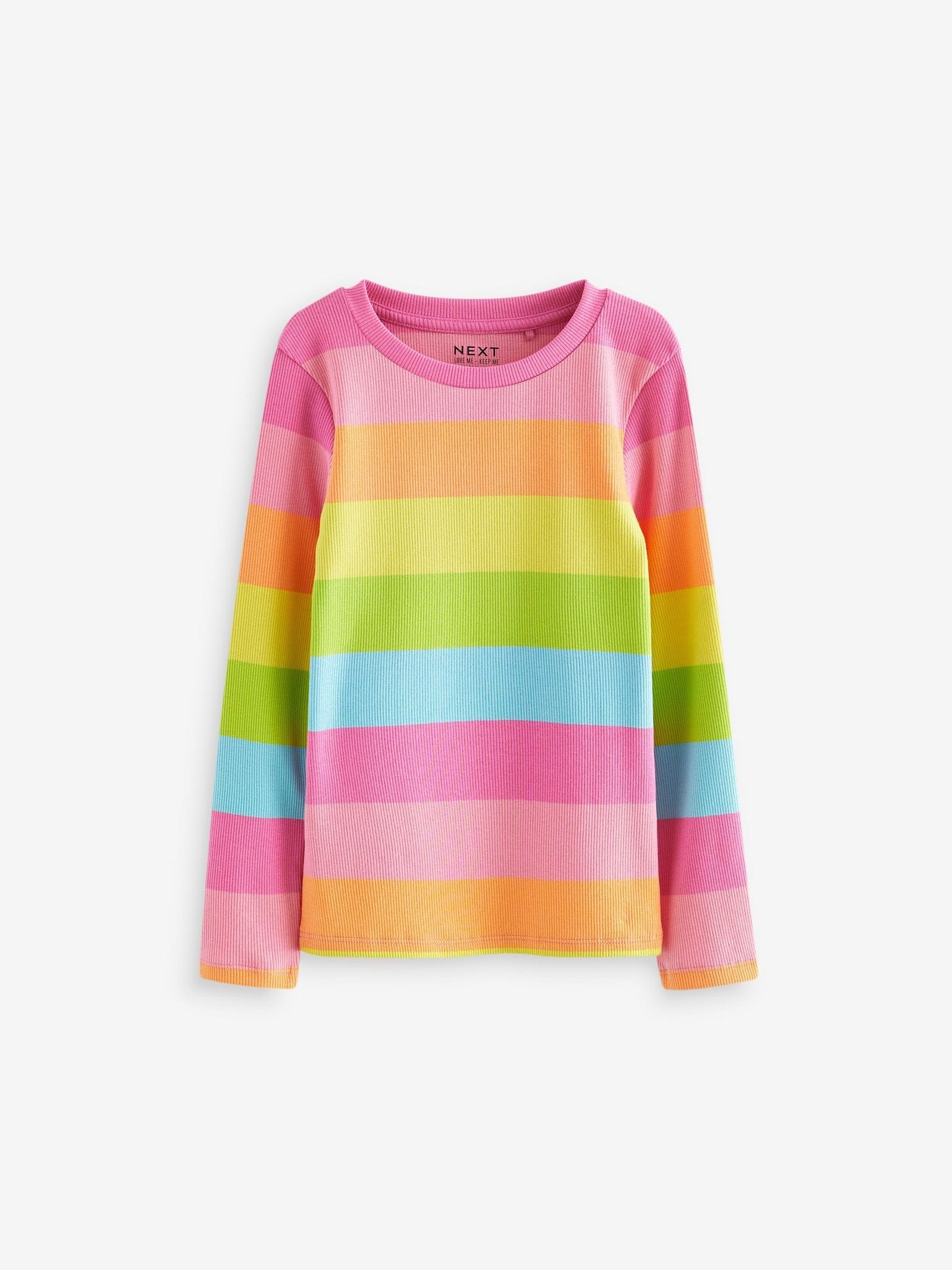 Multi Stripe Long Sleeve Ribbed Top (3-16yrs)