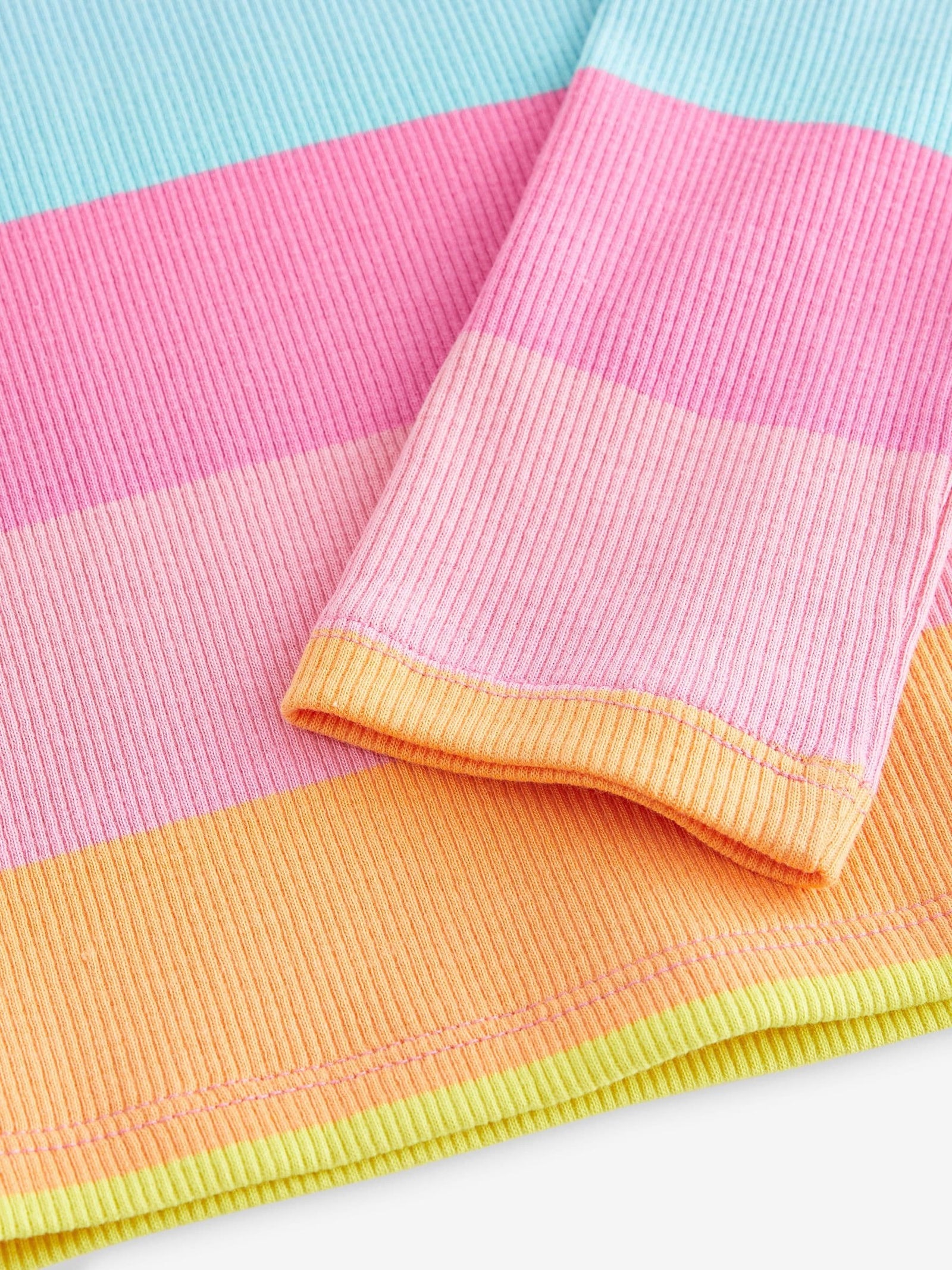 Multi Stripe Long Sleeve Ribbed Top (3-16yrs)