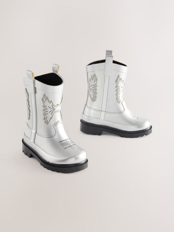 Silver Western Wellies