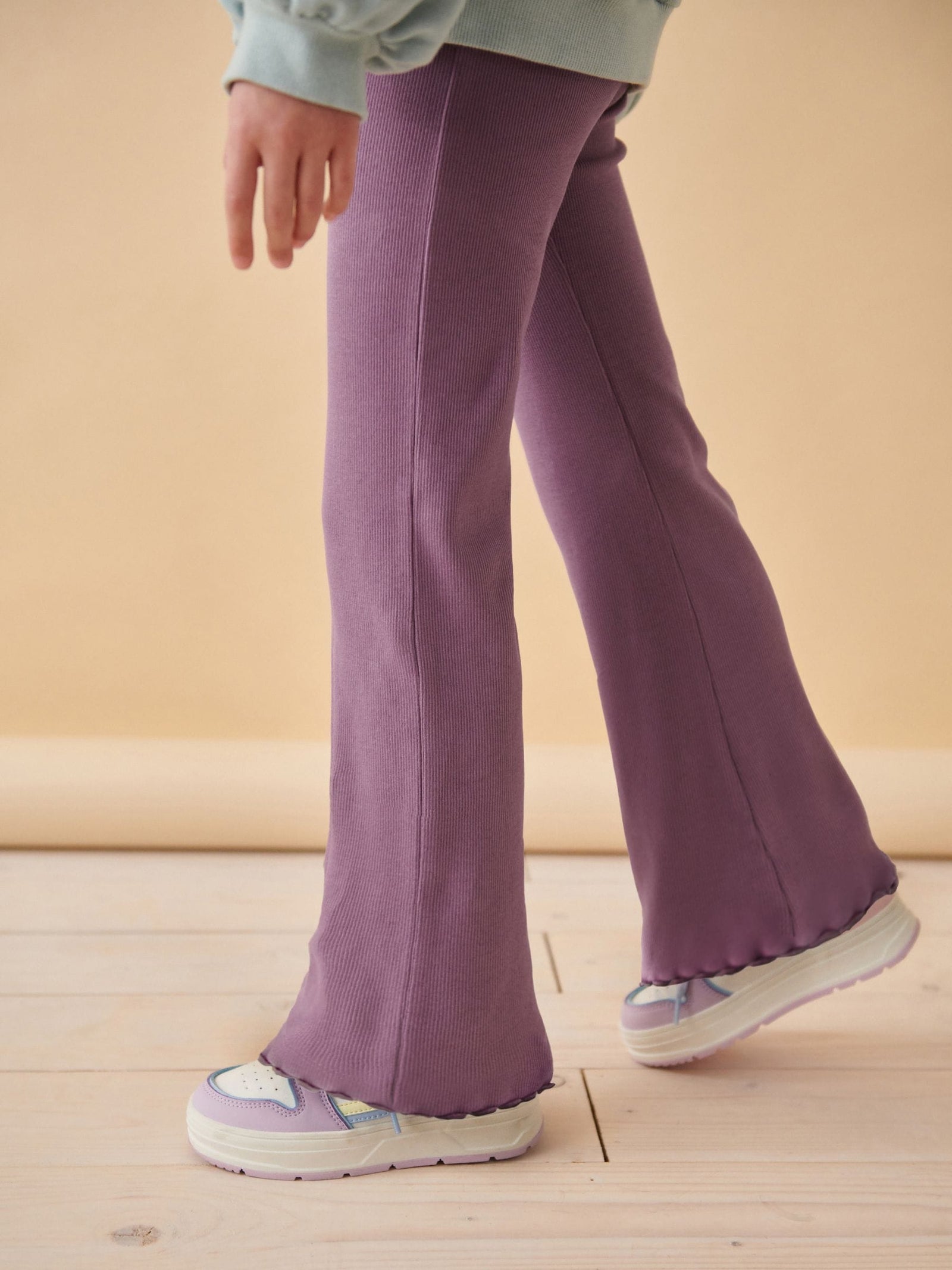 Purple 1 Pack Rib Flare Leggings (3-16yrs)