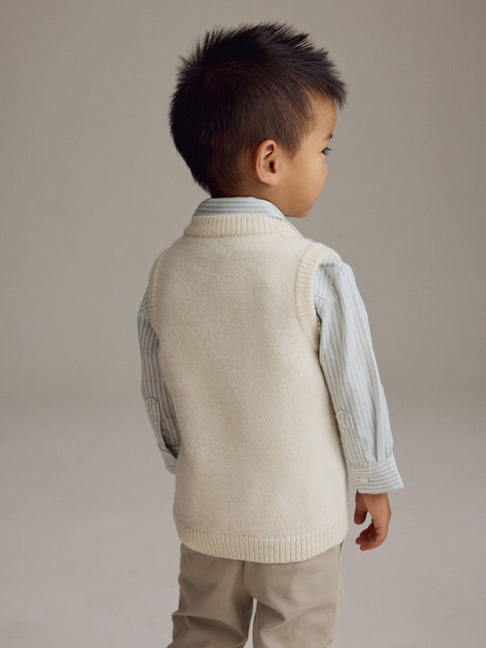 Ecru Cream Knitted Vest and Shirt Set (3mths-7yrs)