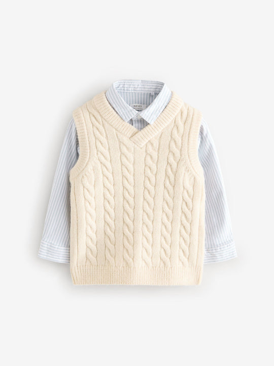 Ecru Cream Knitted Vest and Shirt Set (3mths-7yrs)