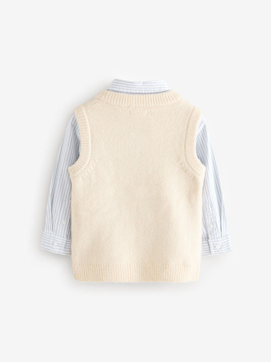 Ecru Cream Knitted Vest and Shirt Set (3mths-7yrs)