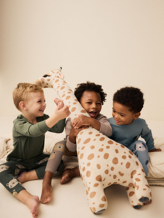 Blue/Brown/Khaki Green Animal 3 Pack Snuggle Pyjamas (9mths-8yrs)