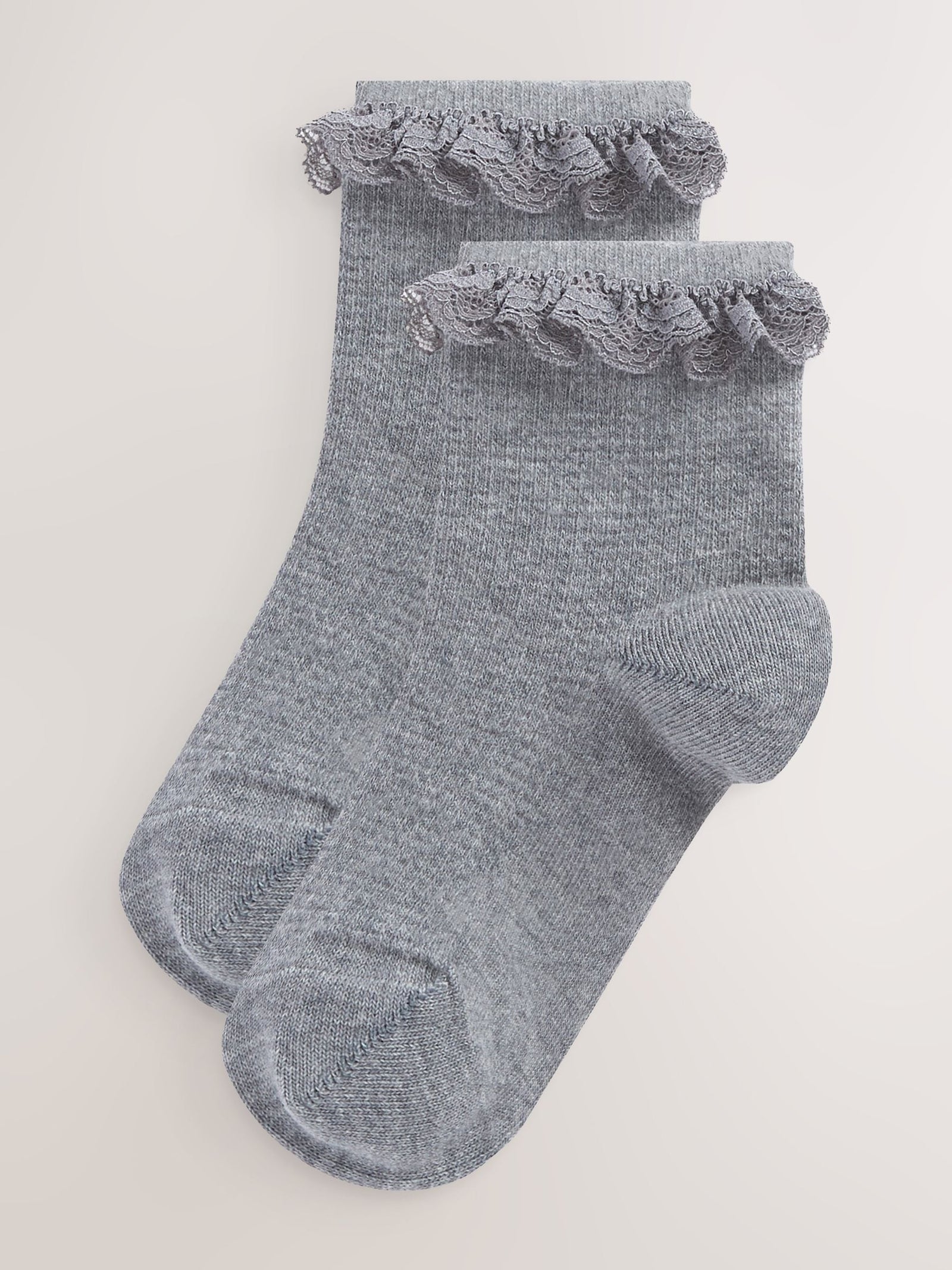 Grey 2 Pack Cotton Rich Ruffle Ankle Socks