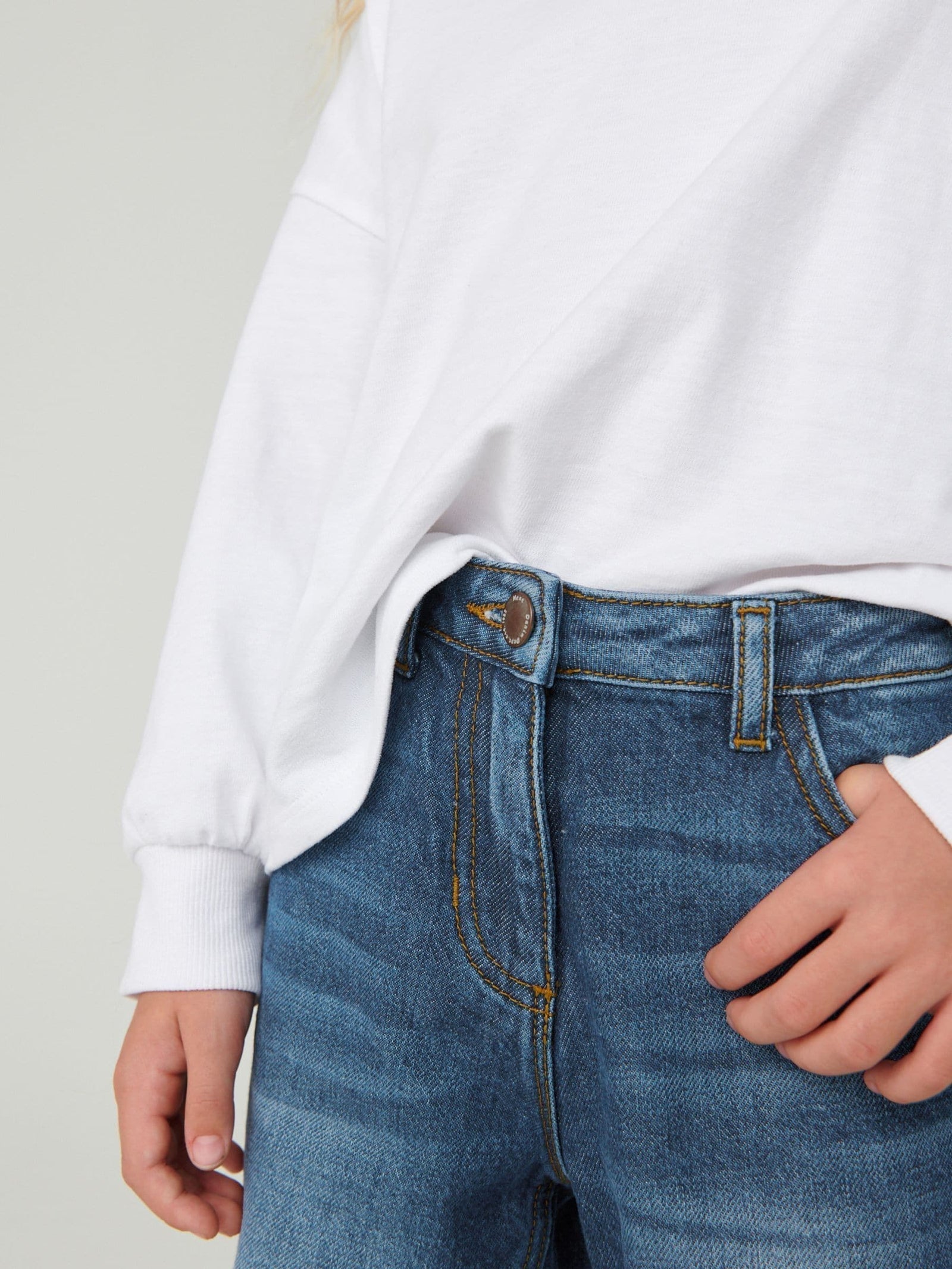 Mid Blue Denim Mom 100% Cotton Jeans (3-16yrs)