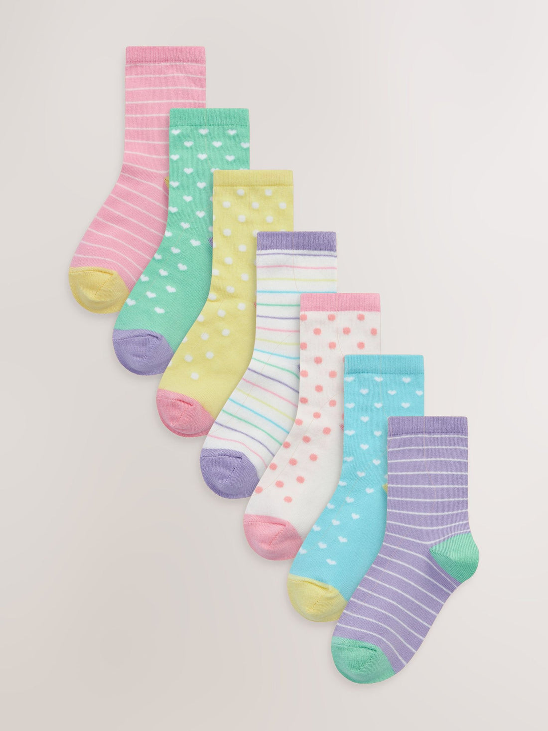 Colourful 7 Pack Cotton Rich Spot Stripe Ankle Socks