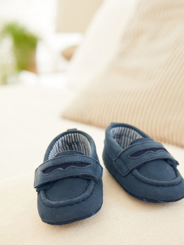 Navy Blue Baby Moccasin Shoes (0-24mths)