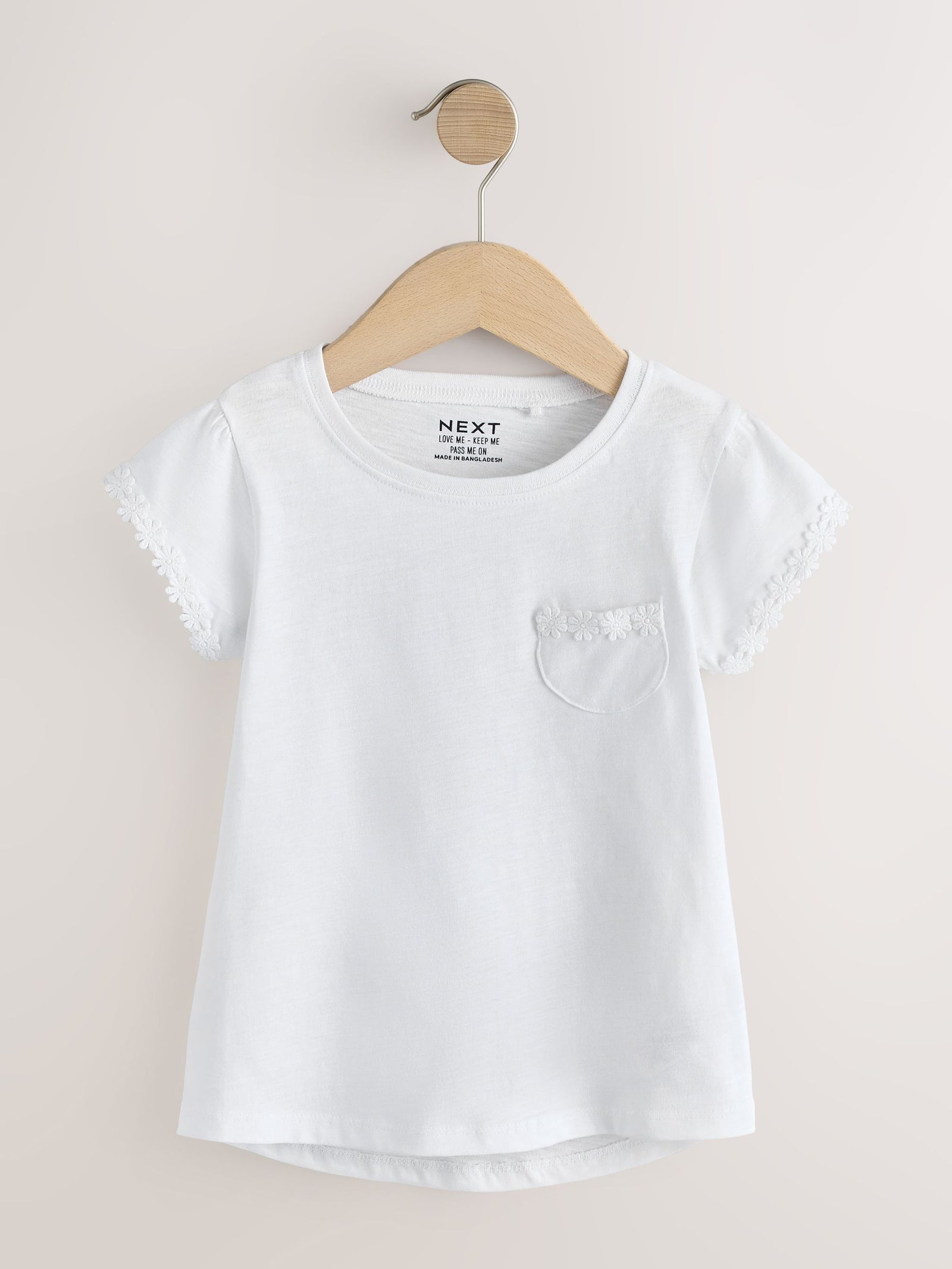 White Daisy Pocket T-Shirt (1.5-16yrs)