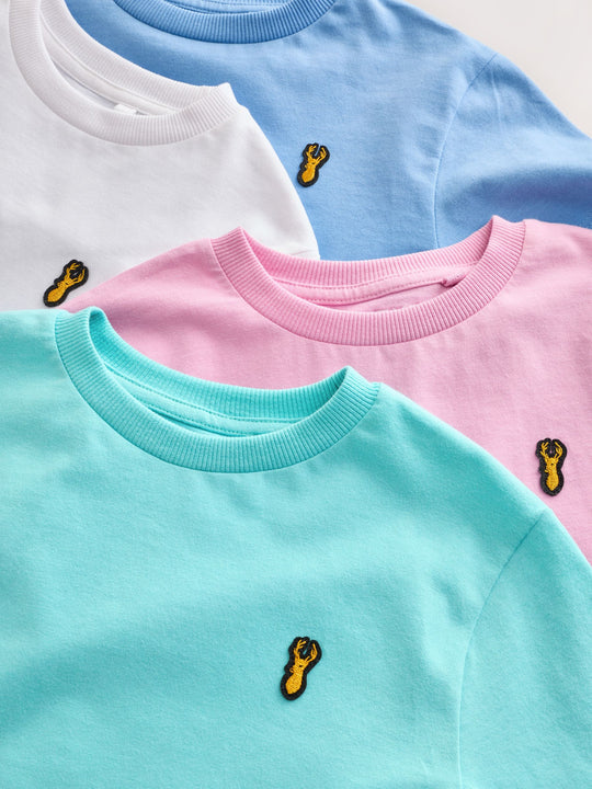 Pastels Short Sleeve Stag Embroidered T-Shirts 4 Pack (3-16yrs)
