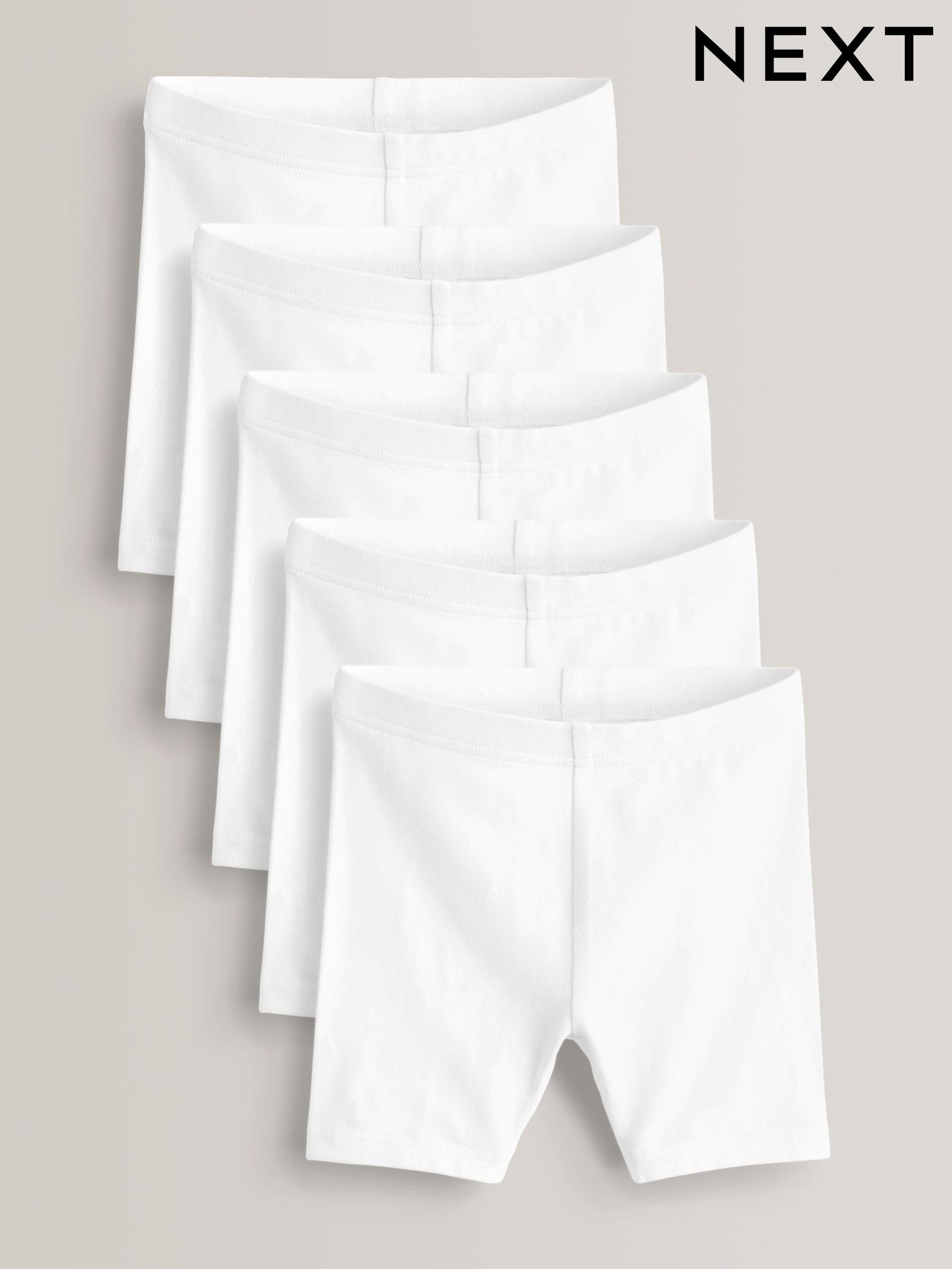 White Regular Length 5 Pack Cotton Rich Stretch Cycle Shorts (3-16yrs)