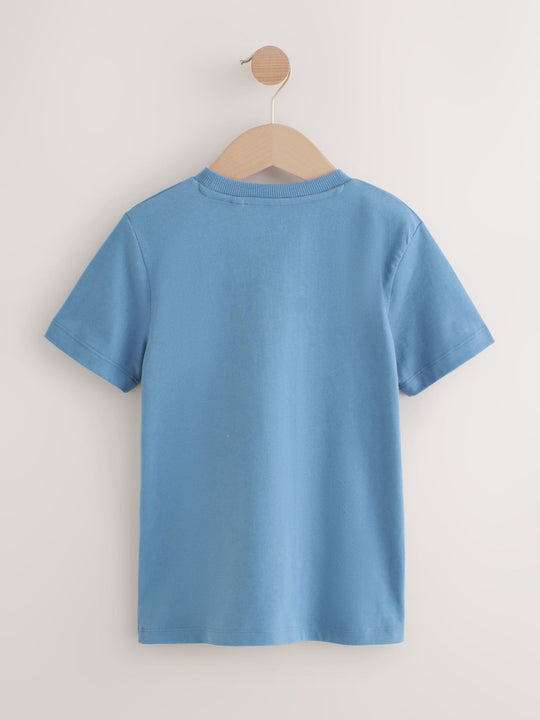 Mineral Green/Blue Short Sleeve Stag Embroidered T-Shirts 4 Pack (3-16yrs)