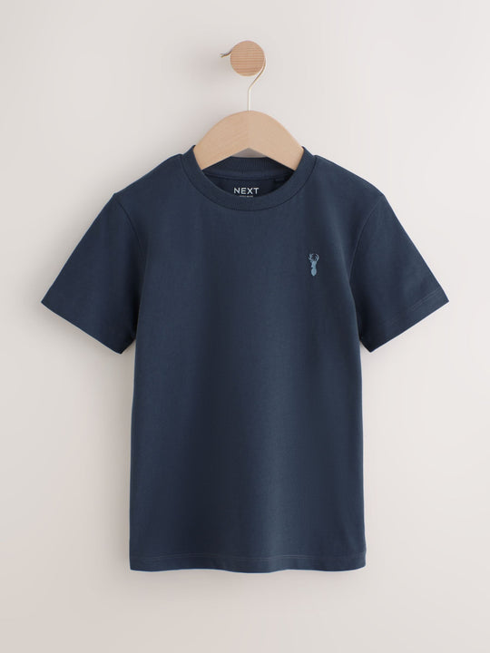 Mineral Green/Blue Short Sleeve Stag Embroidered T-Shirts 4 Pack (3-16yrs)