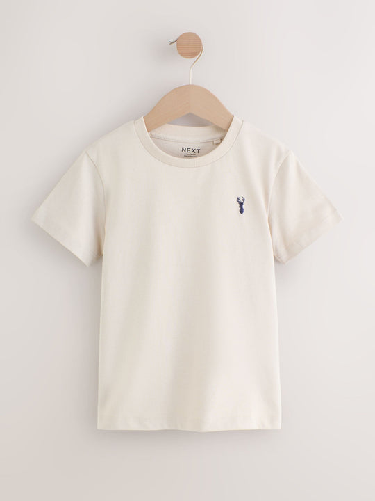 Mineral Green/Blue Short Sleeve Stag Embroidered T-Shirts 4 Pack (3-16yrs)
