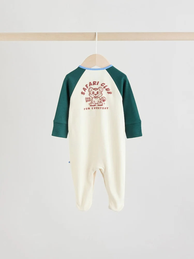 Multi Varsity Baby Sleepsuits 3 Pack (0mths-3yrs)