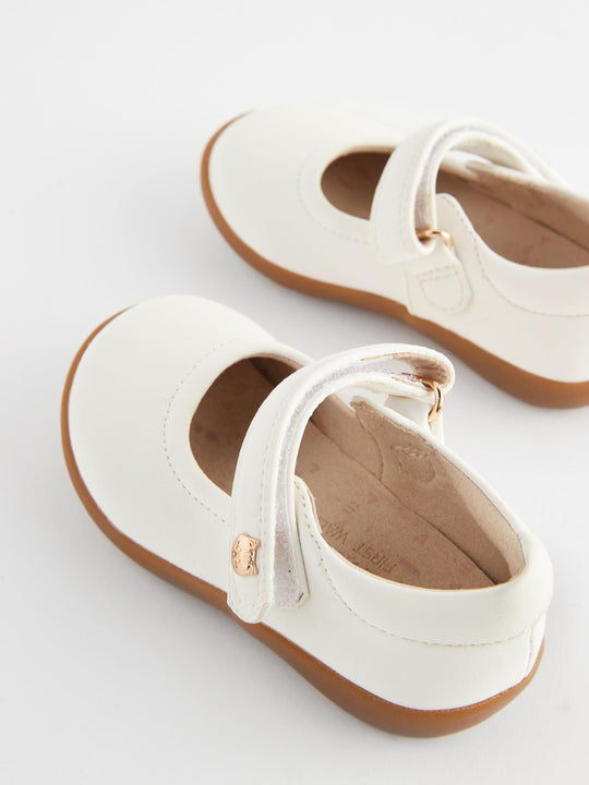 White Standard Fit (F) First Walker Mary Jane Shoes