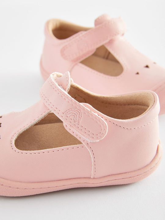 Pink Wide Fit (G) Crawler T-Bar Shoes