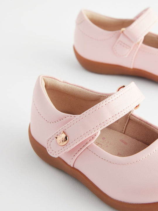 Pink Wide Fit (G) First Walker Mary Jane Shoes