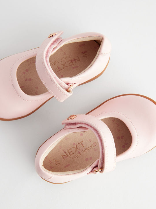 Pink Wide Fit (G) First Walker Mary Jane Shoes