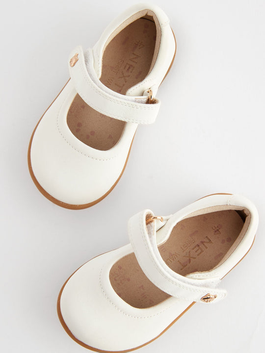 White Wide Fit (G) First Walker Mary Jane Shoes