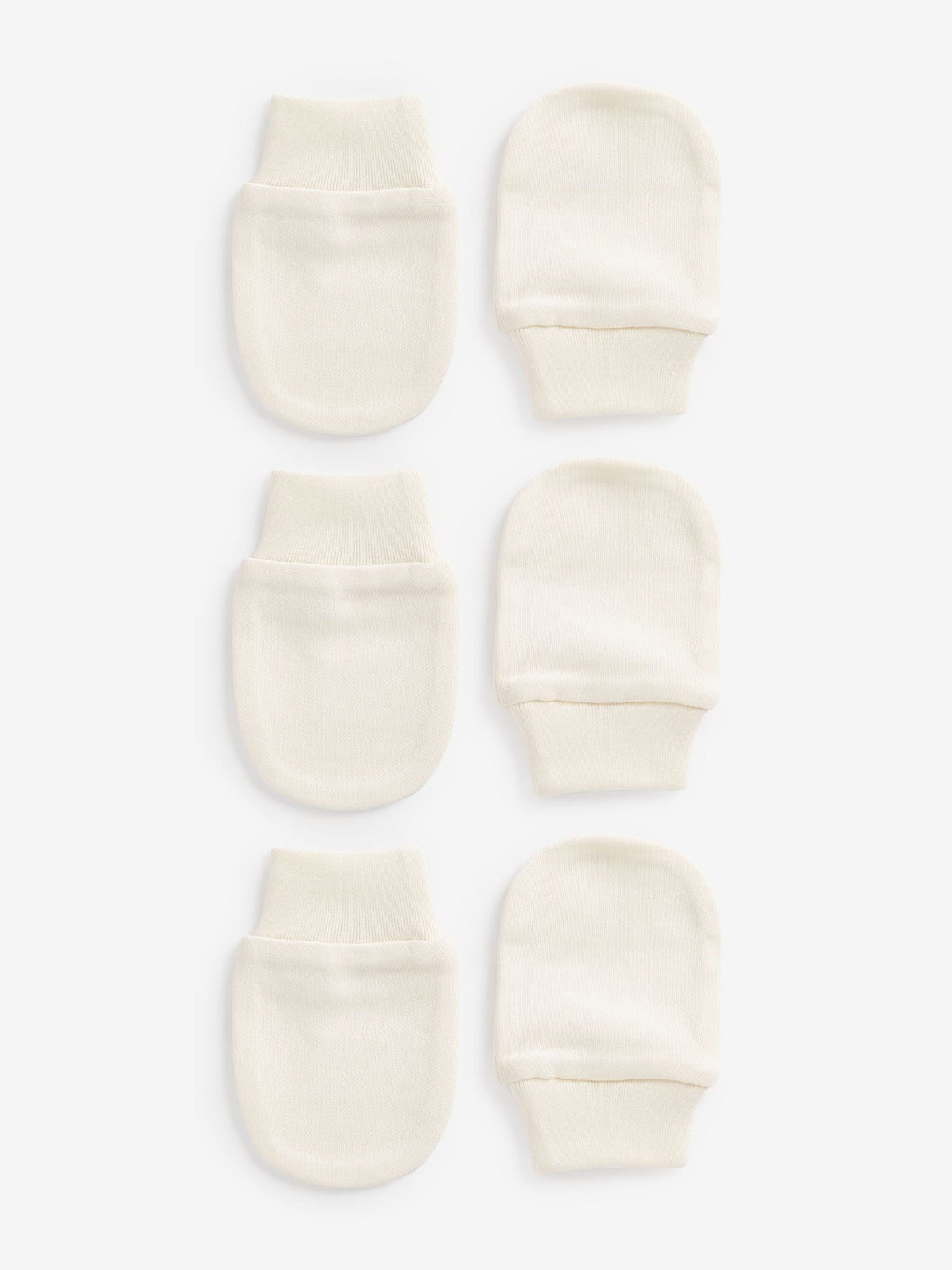 Cream 100% Cotton Baby Scratch Mitts 3 Pack