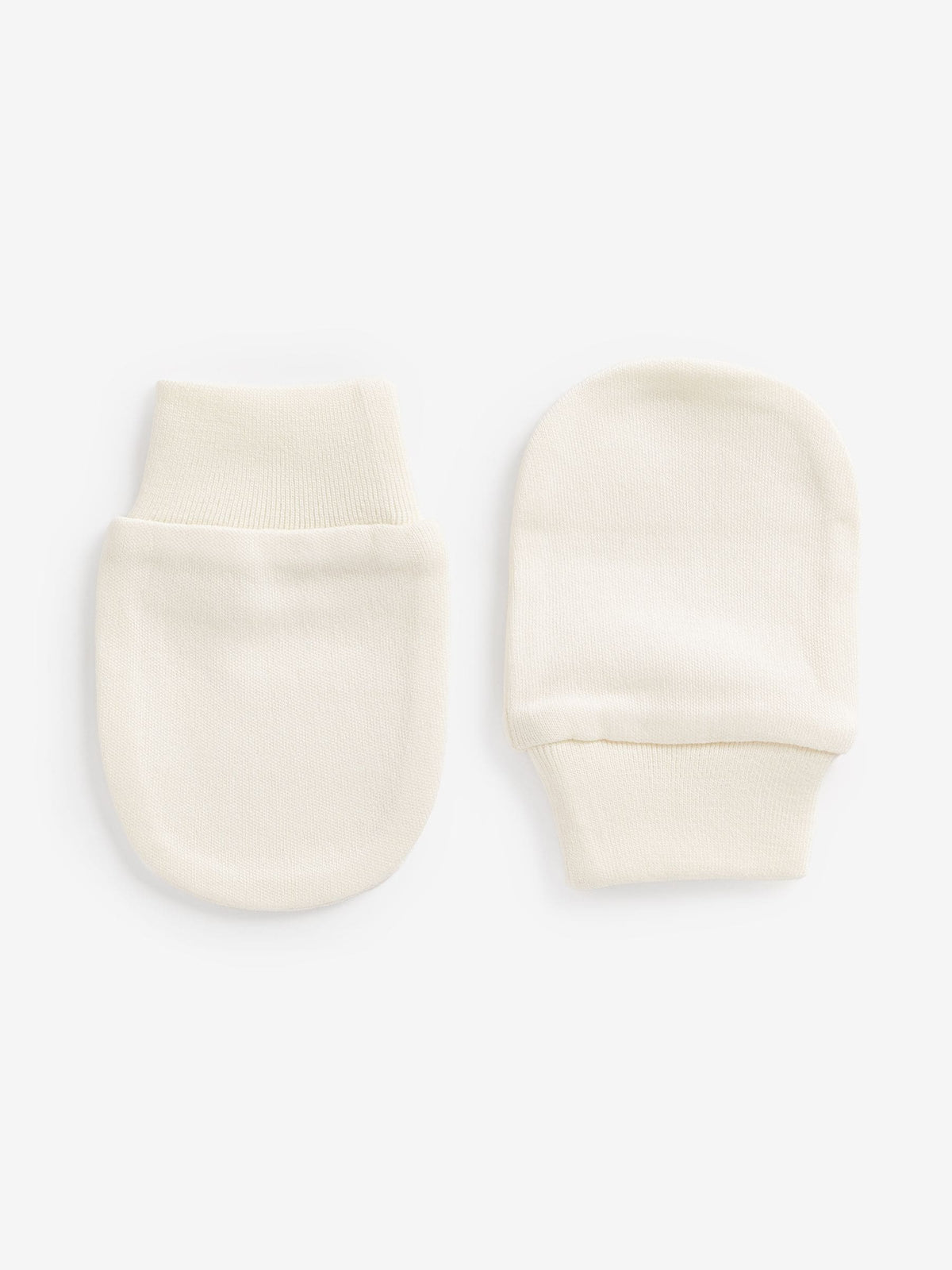Cream 100% Cotton Baby Scratch Mitts 3 Pack