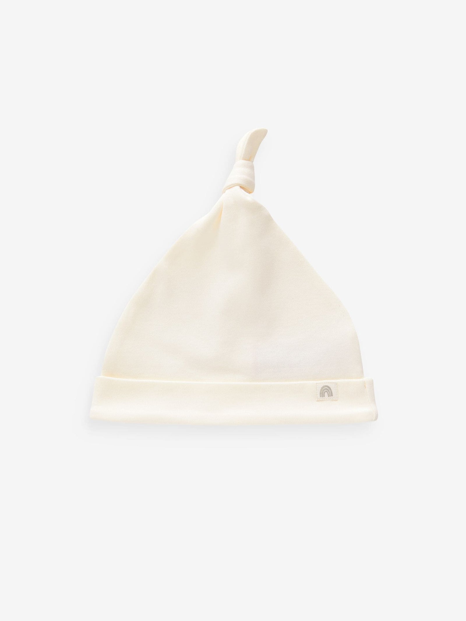 Cream 100% Cotton Tie Top Baby Hats 3 Pack