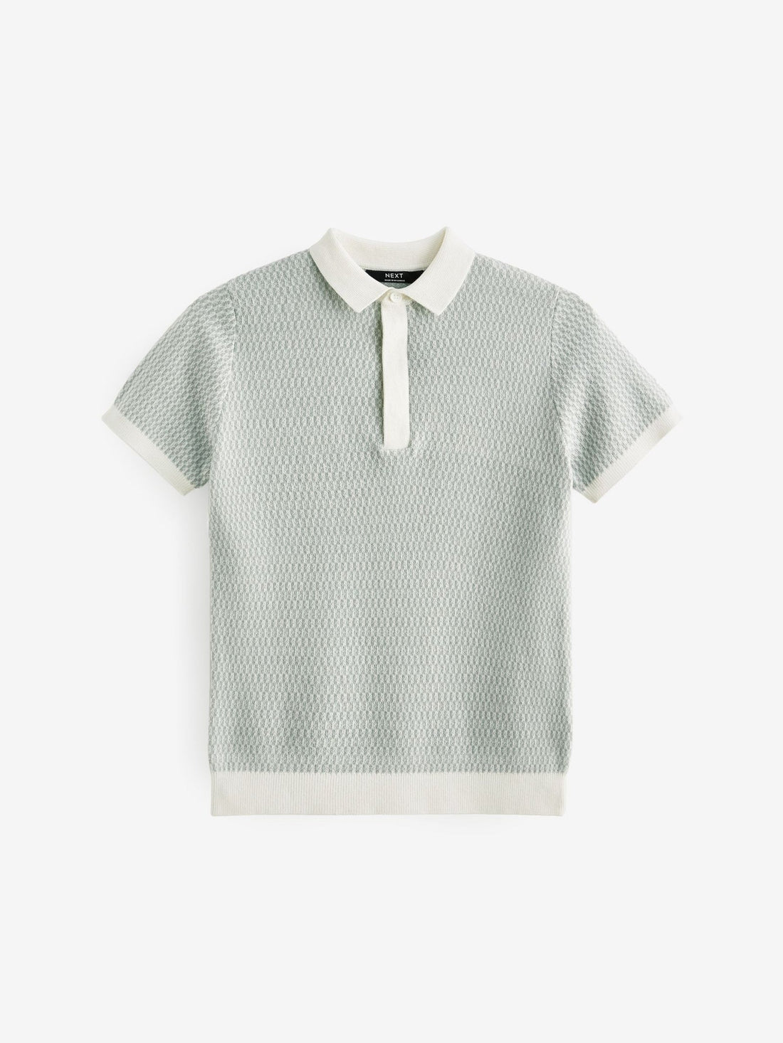 Blue 100% Cotton Short Sleeve Geo Pattern Polo Shirt (3-16yrs)