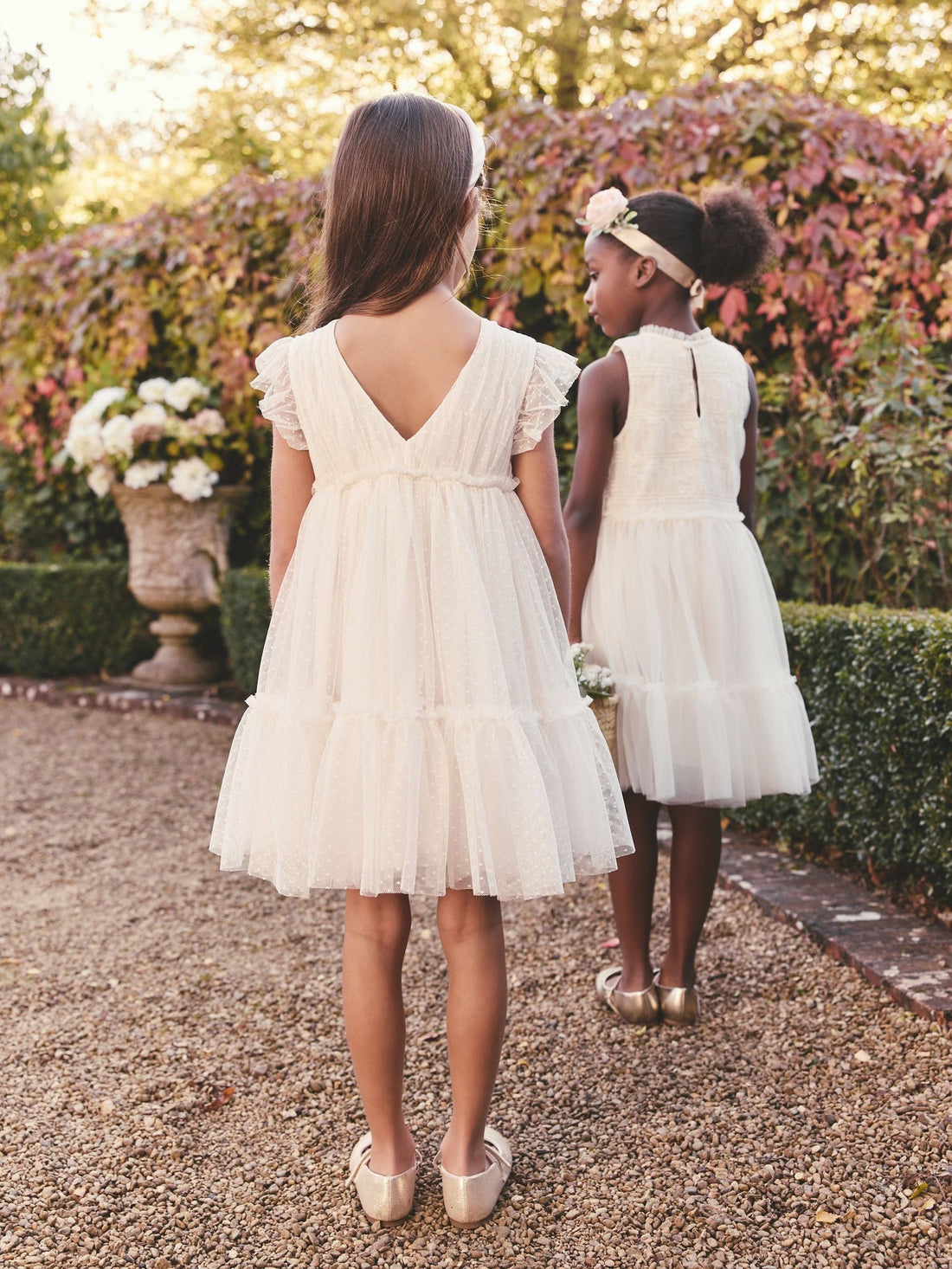 Ecru White 3D Flower Mesh Flower Girl Dress (3-16yrs)