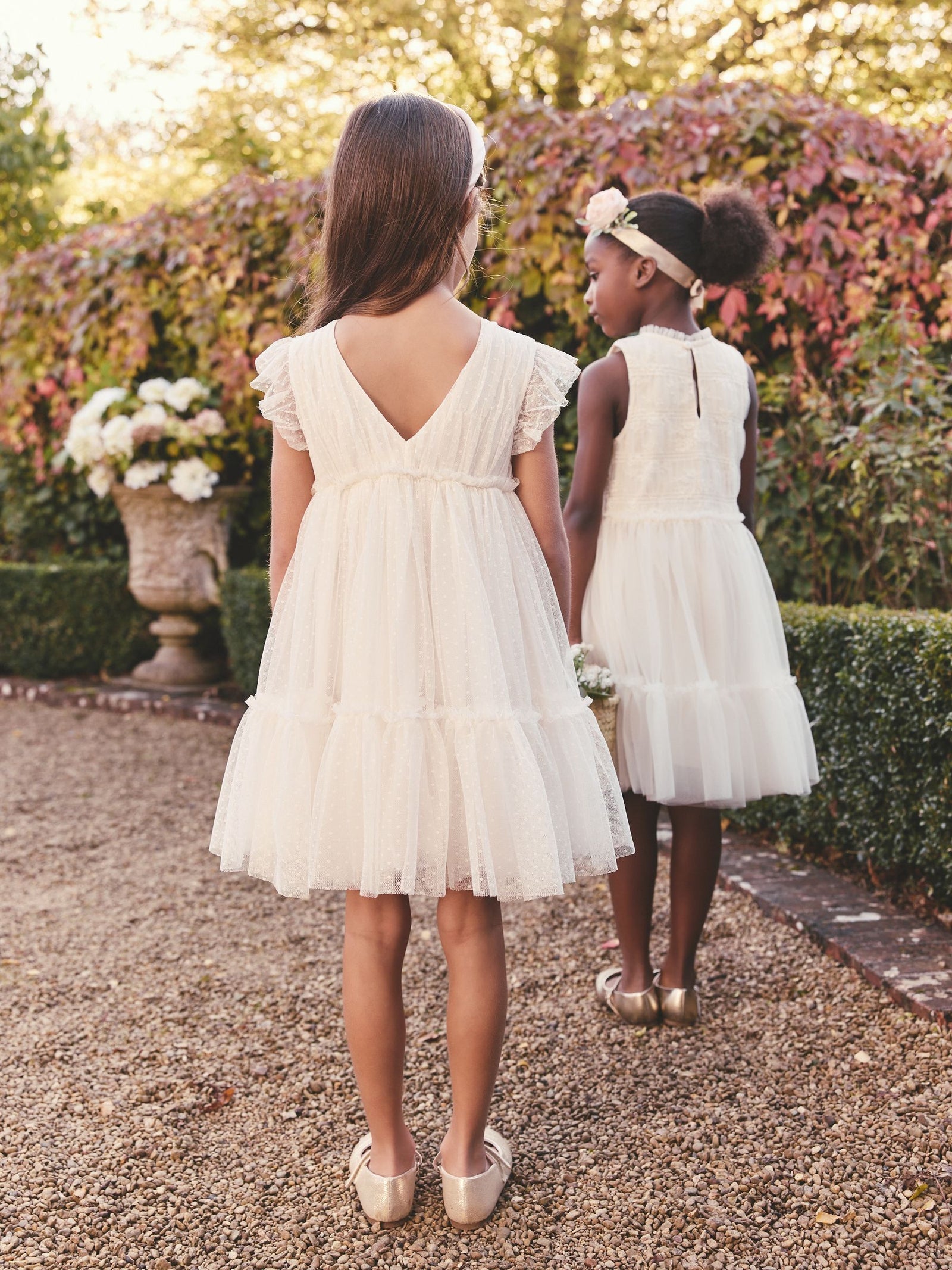 Ecru White 3D Flower Mesh Flower Girl Dress (3-16yrs)