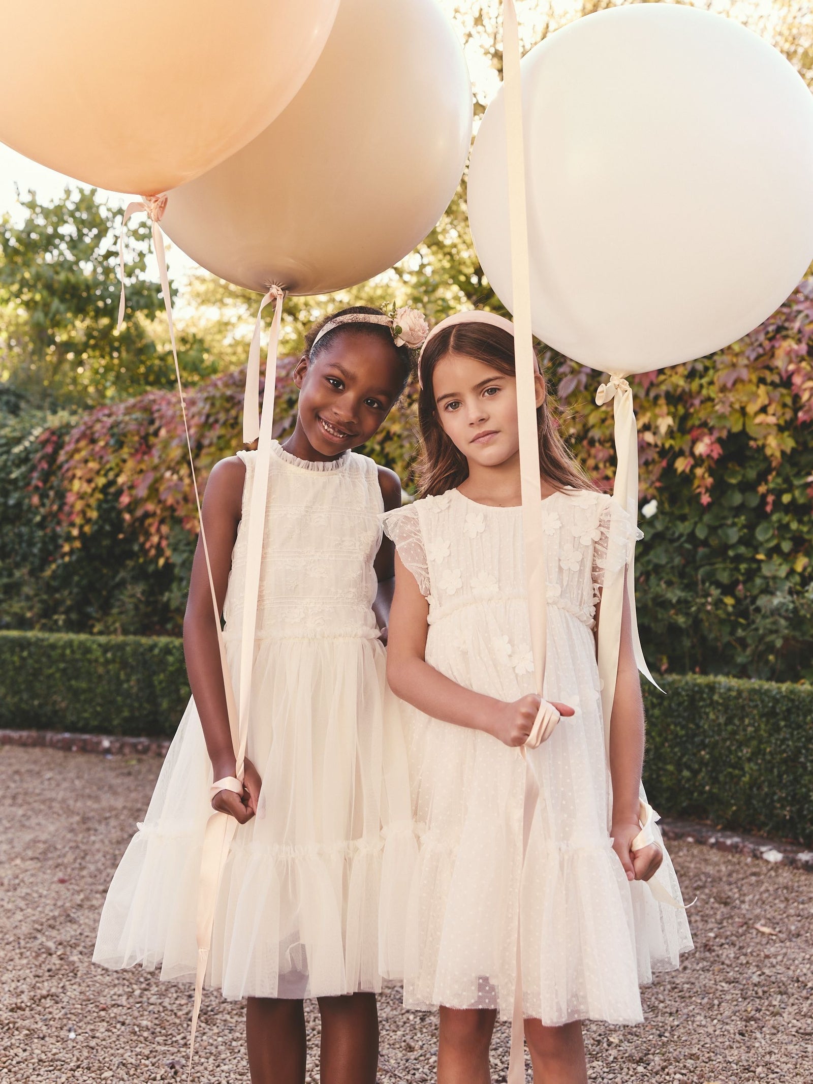Ecru White 3D Flower Mesh Flower Girl Dress (3-16yrs)