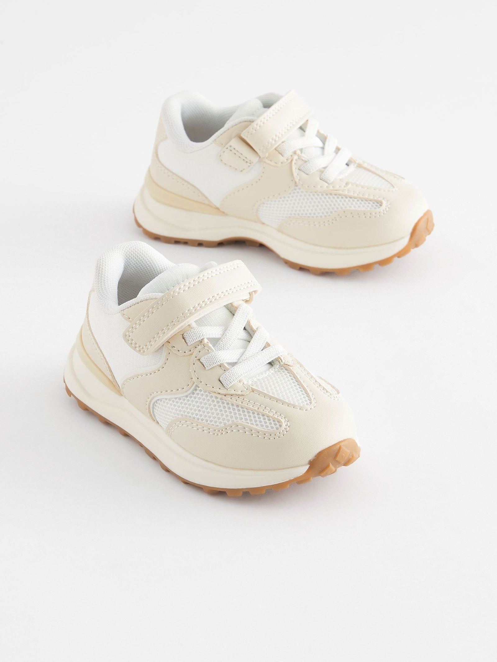 White Elastic Lace Touch Fastening Trainers