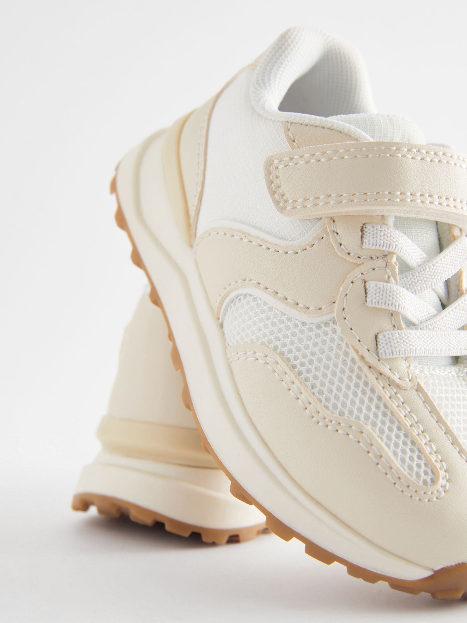 White Elastic Lace Touch Fastening Trainers
