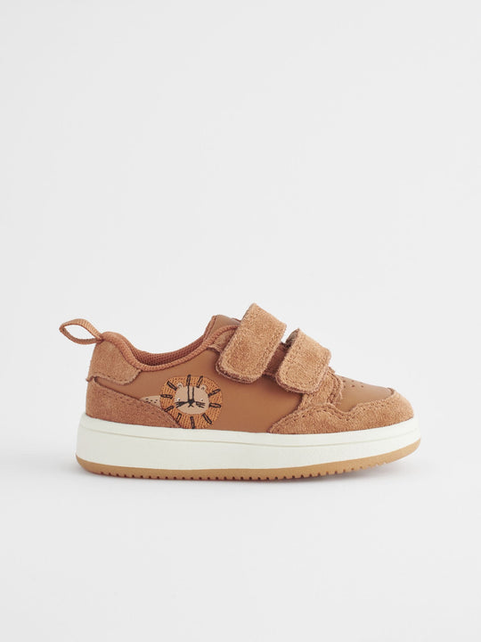 Tan Brown Standard Fit (F) Baby Touch Fastening Leather First Walker Shoes