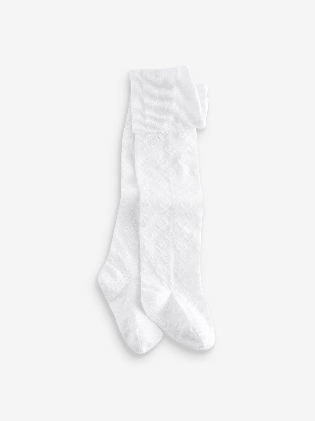 White Cotton Rich Textured Heart Tights